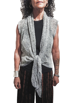 Image Sheer Tissue Knit Vest with Tie Front - RUT